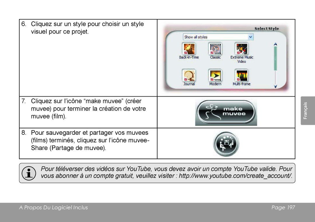 COBY electronic CAM4505 instruction manual Propos Du Logiciel Inclus 