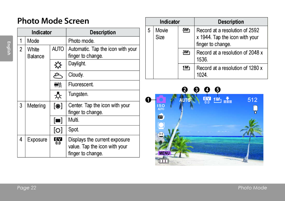 COBY electronic CAM4505 instruction manual Photo Mode Screen, Auto 