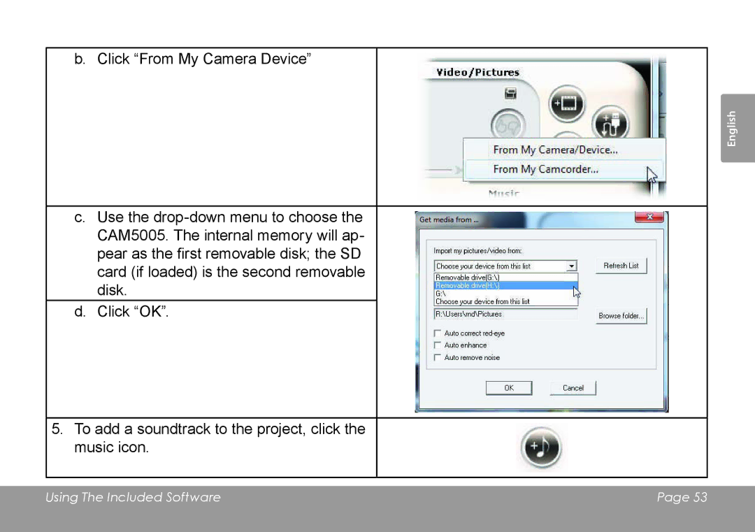 COBY electronic CAM4505 instruction manual Using The Included Software 