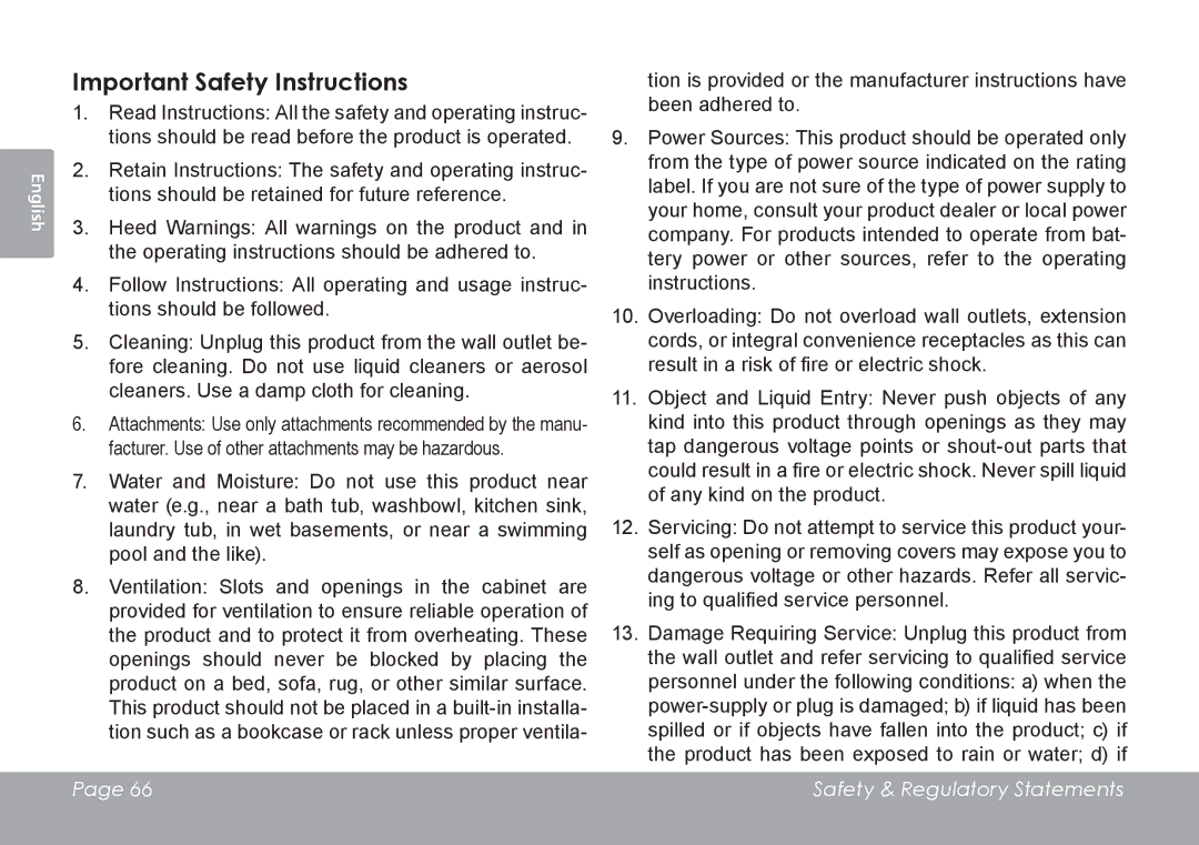 COBY electronic CAM4505 instruction manual Important Safety Instructions 