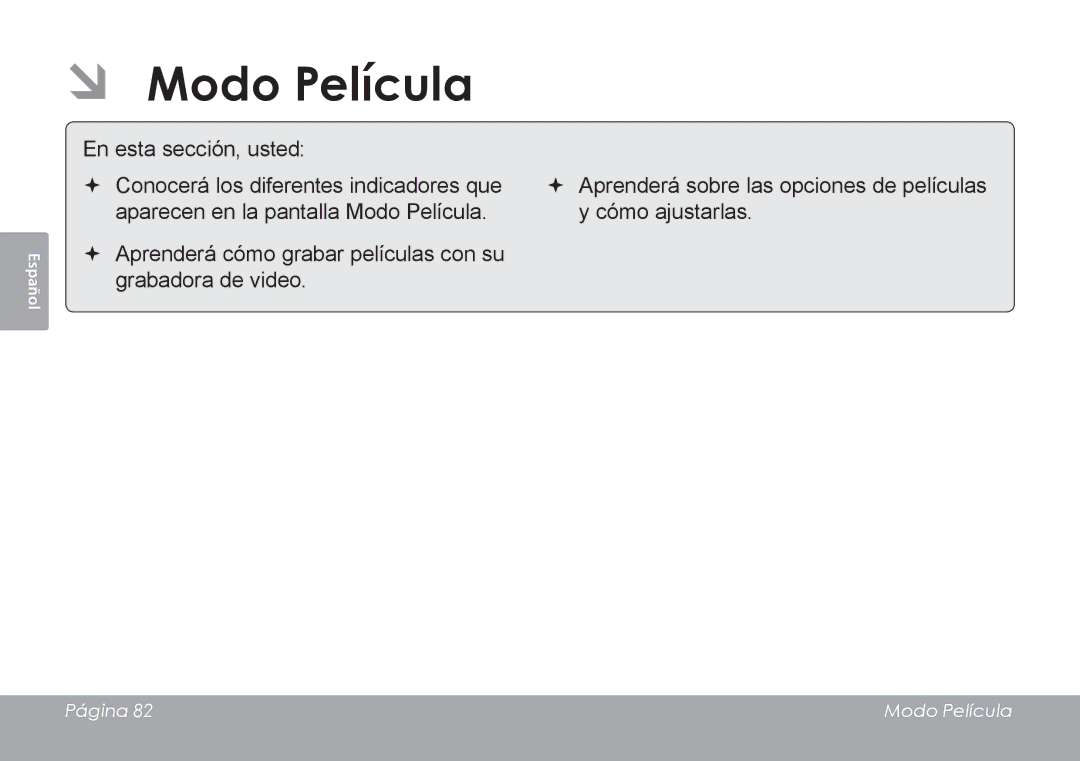 COBY electronic CAM4505 instruction manual ÂÂ Modo Película 