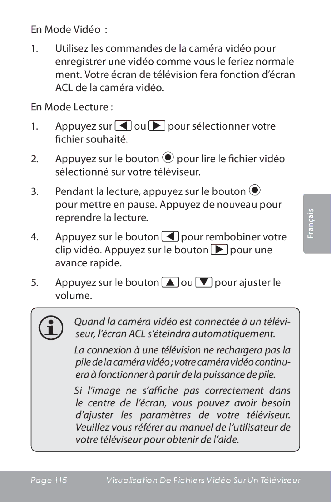 COBY electronic CAM5000 instruction manual Français 