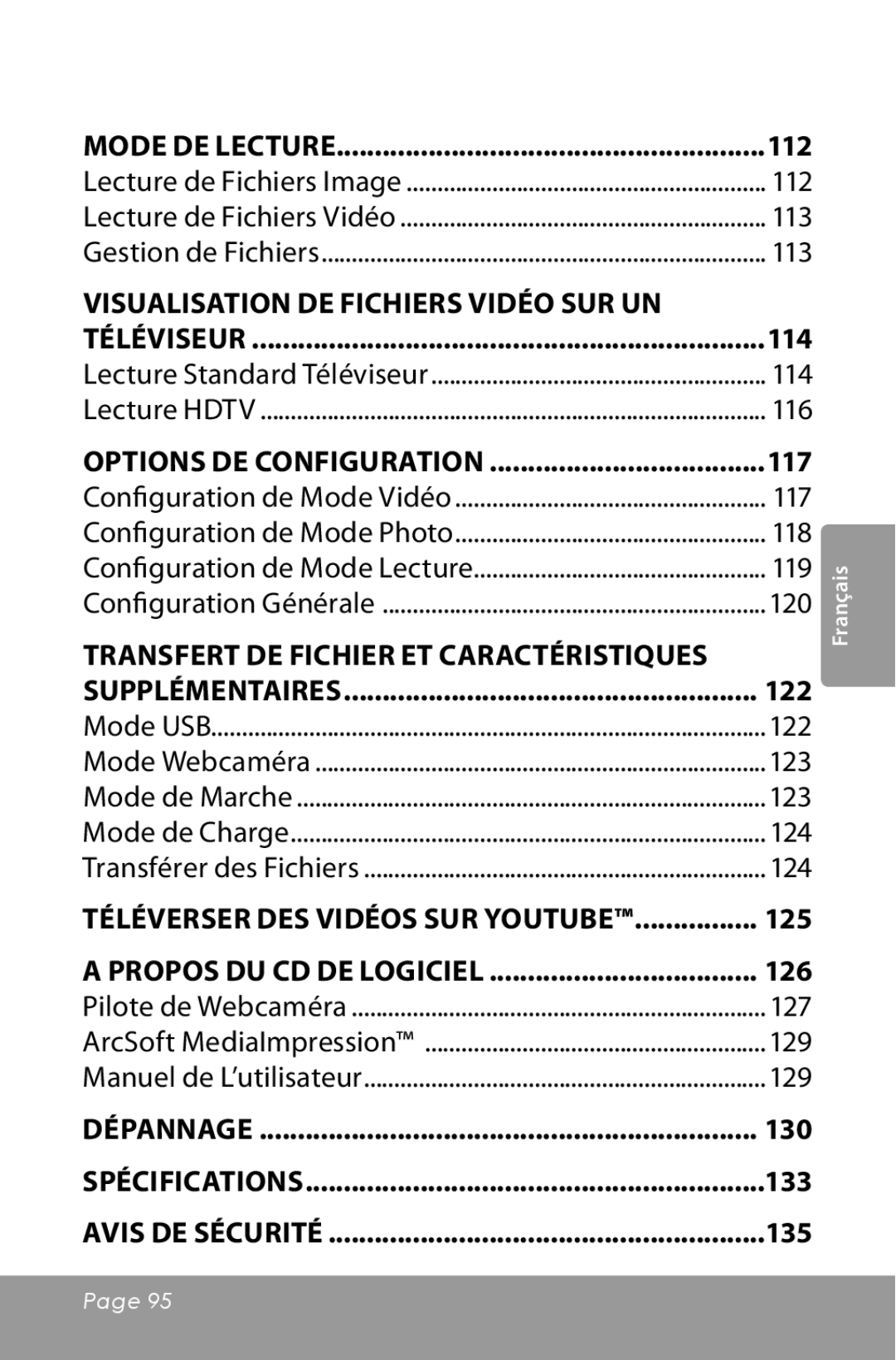 COBY electronic CAM5000 instruction manual Visualisation de Fichiers Vidéo sur un 