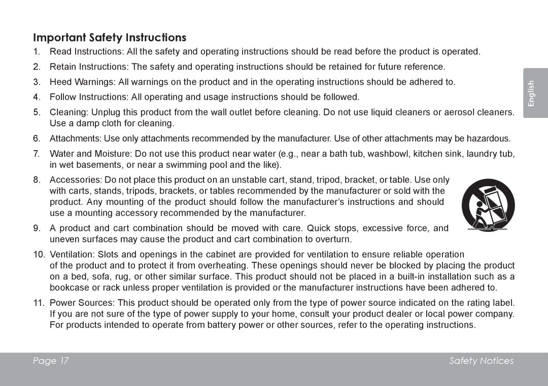 COBY electronic CSMP120 instruction manual Important Safety Instructions 