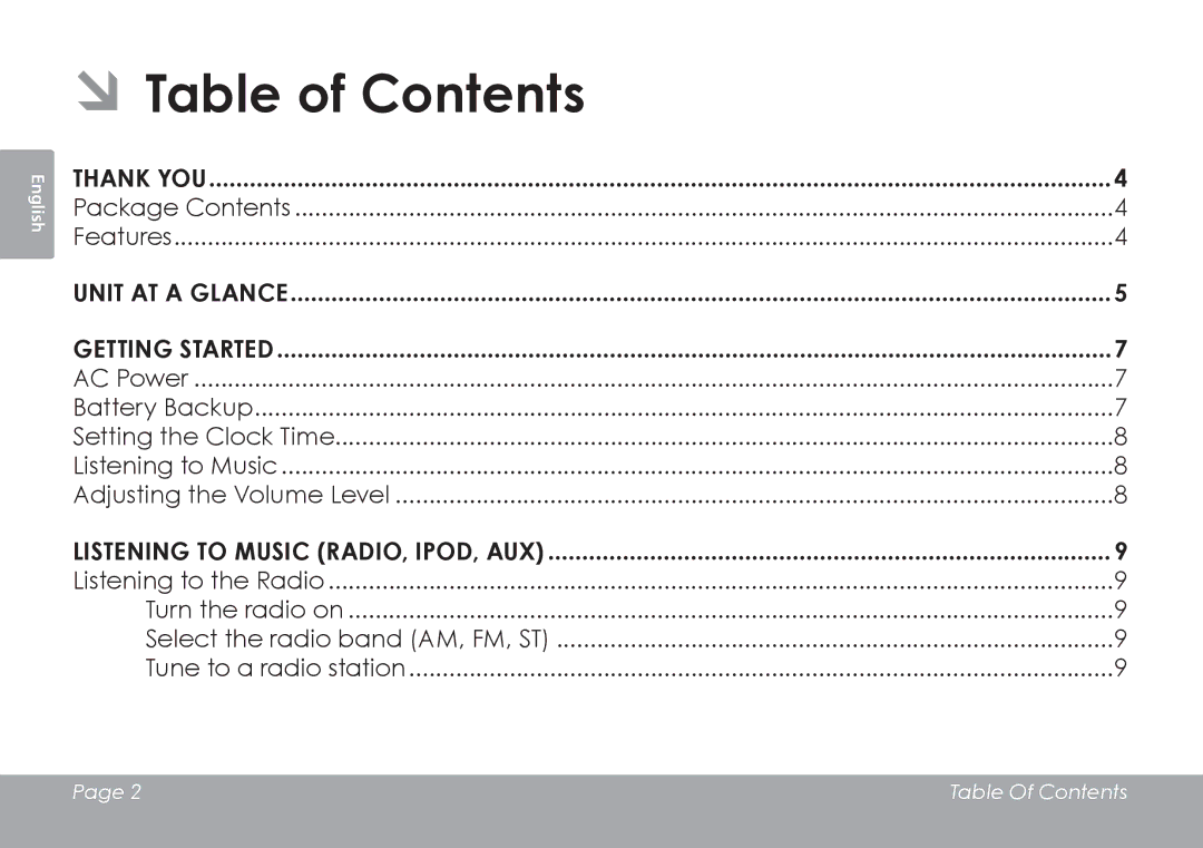 COBY electronic CSMP120 instruction manual ÂÂTable of Contents 