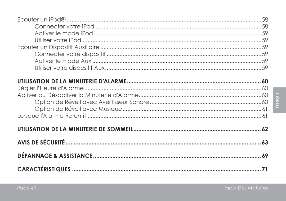 COBY electronic CSMP120 instruction manual Utilisation de la Minuterie d’Alarme 