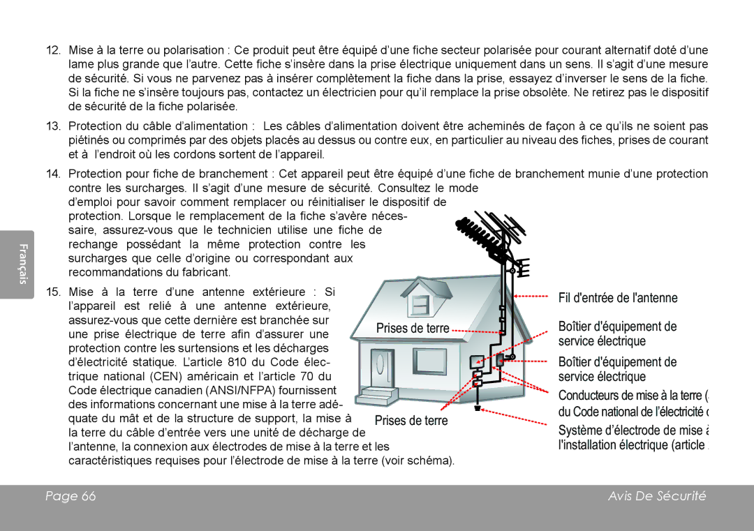 COBY electronic CSMP120 instruction manual Prises de terre Boîtier déquipement de 