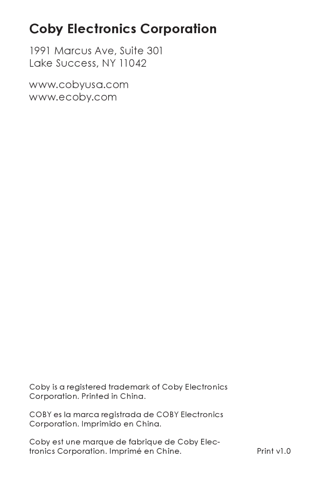 COBY electronic CSMP142 instruction manual Coby Electronics Corporation 