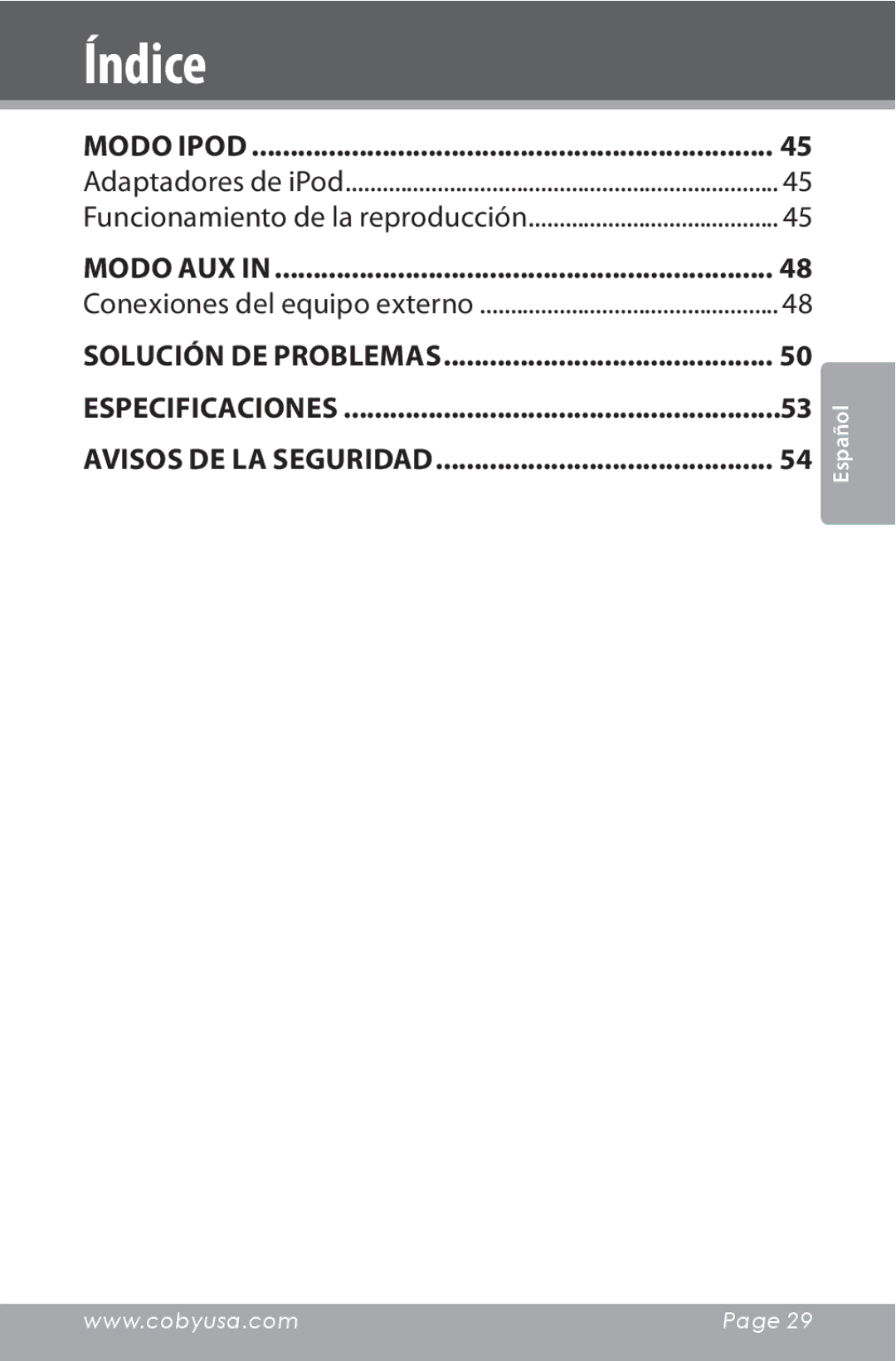 COBY electronic CSMP160 instruction manual Solución de Problemas 