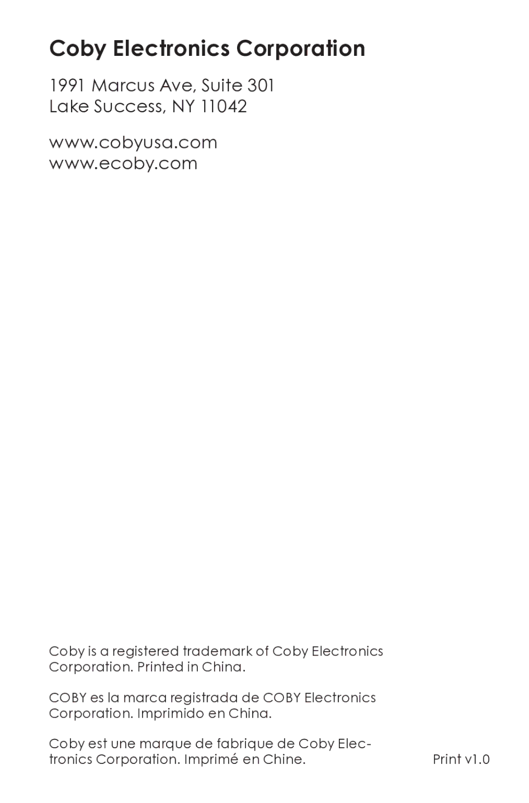 COBY electronic CSMP162 instruction manual Coby Electronics Corporation 
