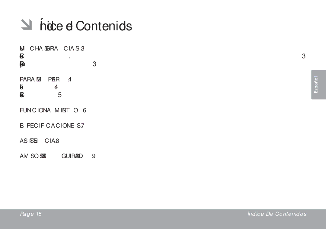 COBY electronic CSMP67 instruction manual ÂÂÍndice de Contenidos 