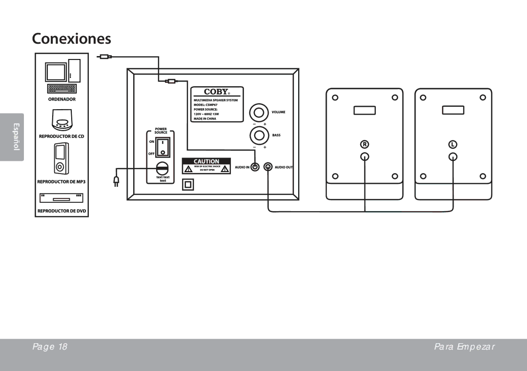 COBY electronic CSMP67 instruction manual Conexiones 