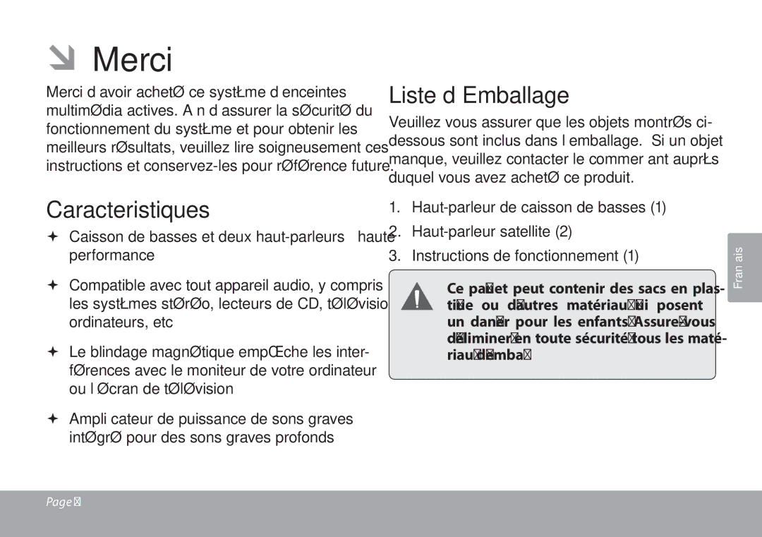 COBY electronic CSMP67 instruction manual ÂÂMerci, Caracteristiques 