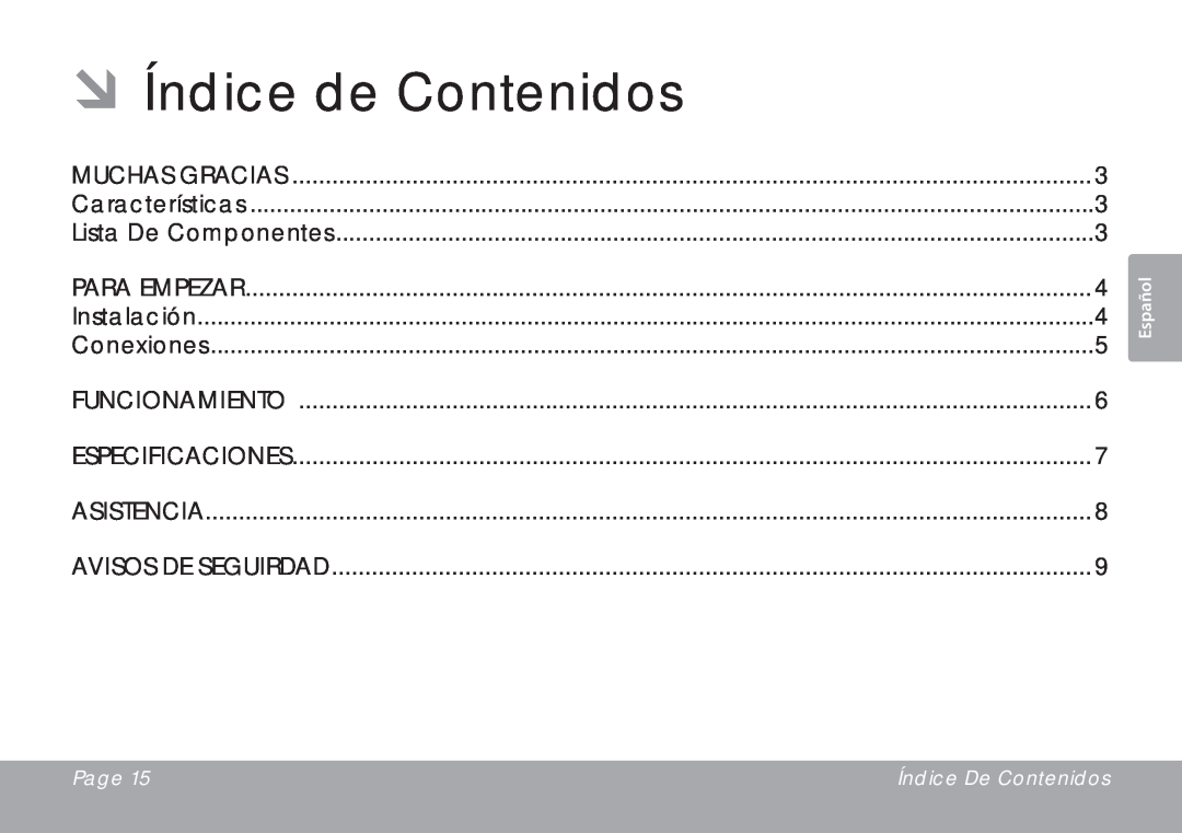 COBY electronic CSMP67 instruction manual ÂÂÍndice de Contenidos 