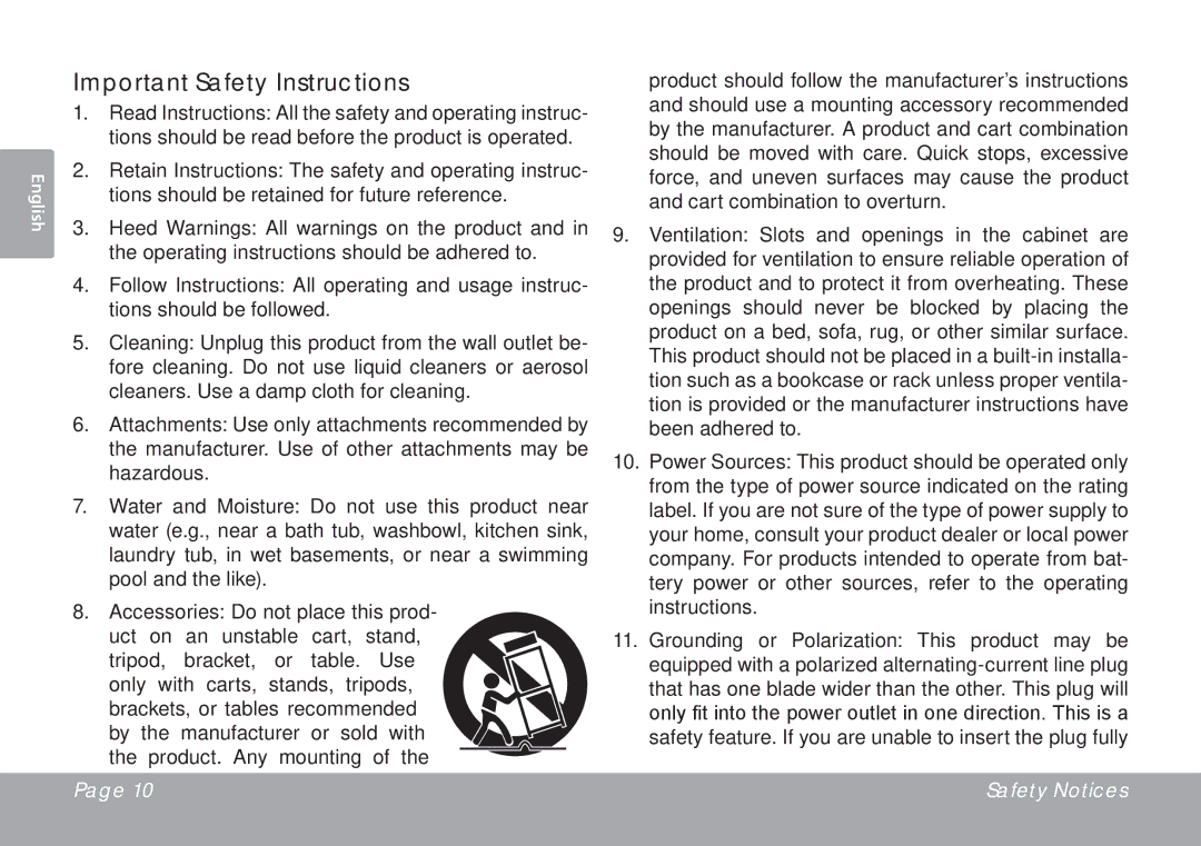 COBY electronic CSMP77 instruction manual Important Safety Instructions 