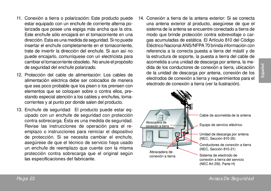 COBY electronic CSMP77 instruction manual Conexión a tierra o polarización Este producto puede 