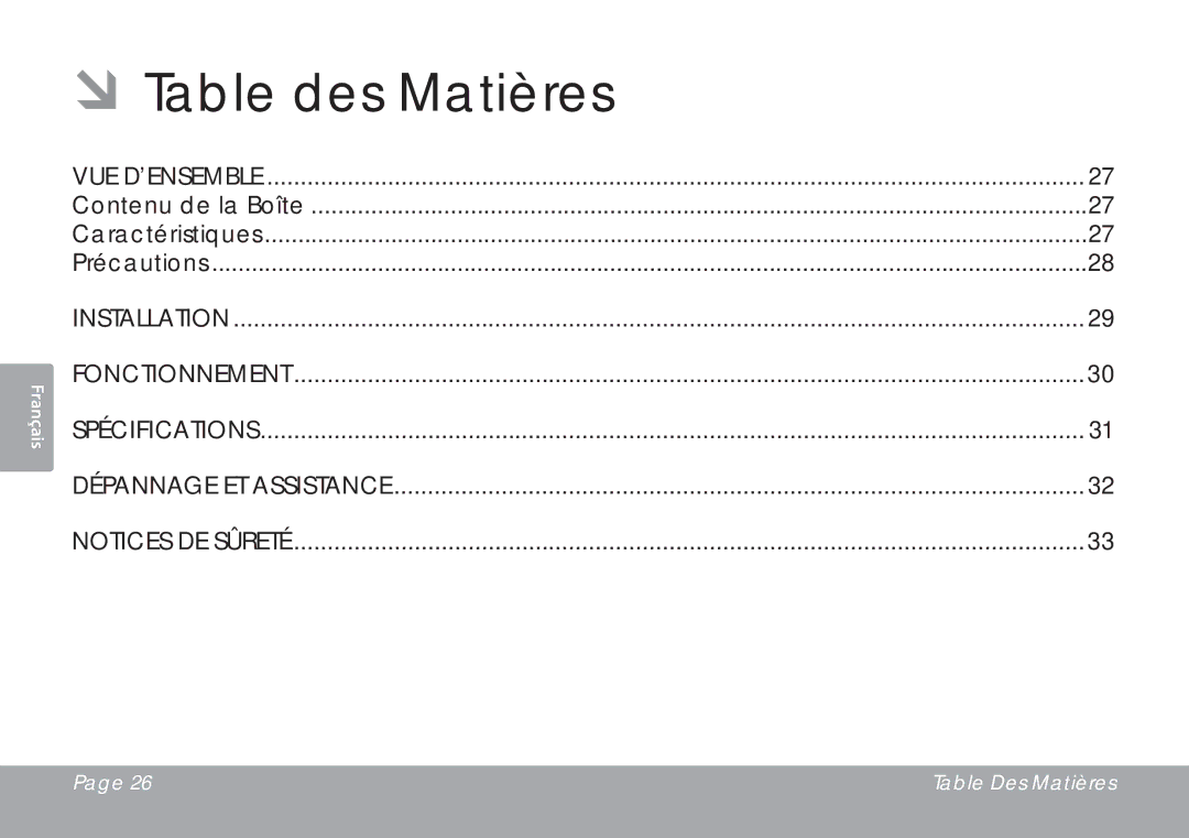 COBY electronic CSMP77 instruction manual ÂÂTable des Matières 