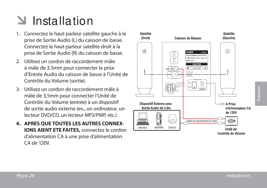 COBY electronic CSMP77 instruction manual ÂÂInstallation 