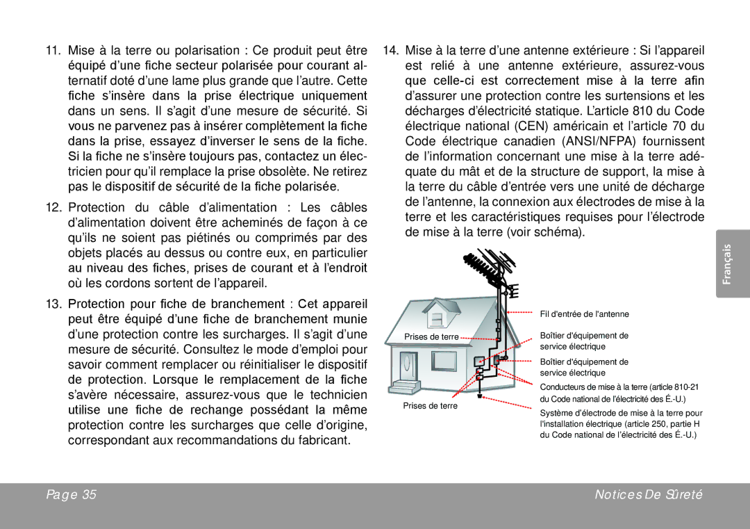 COBY electronic CSMP77 instruction manual Mise à la terre ou polarisation Ce produit peut être 