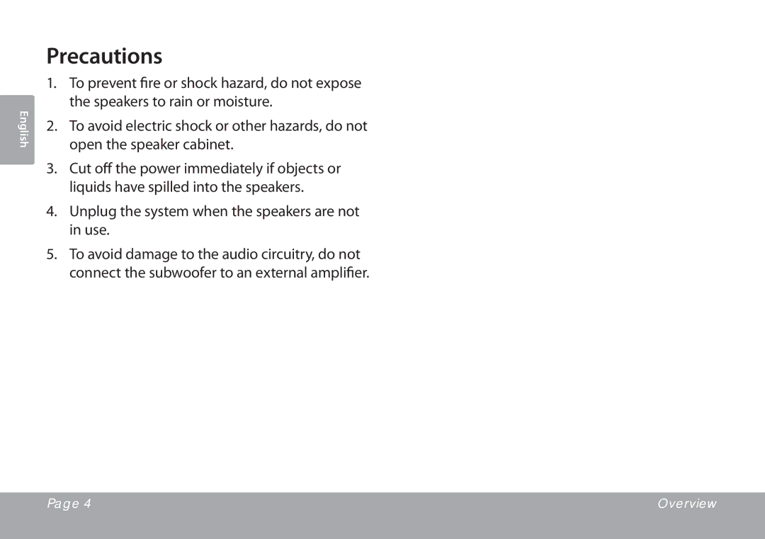 COBY electronic CSMP77 instruction manual Precautions 