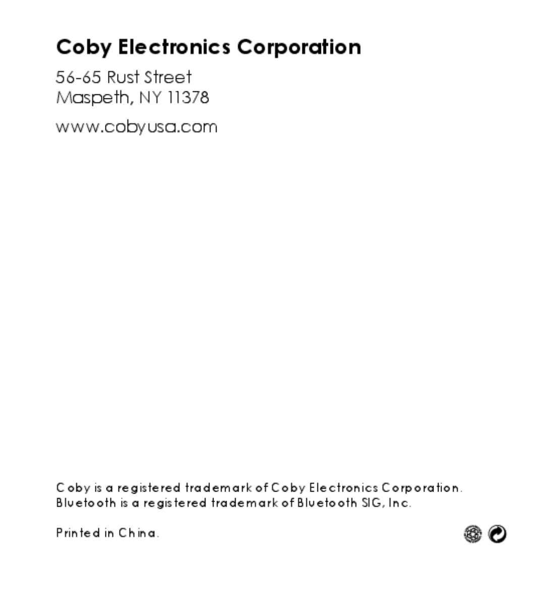 COBY electronic CV-M225 instruction manual Coby Electronics Corporation 