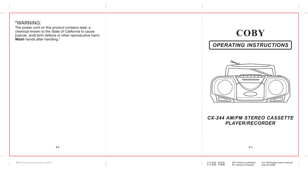 COBY electronic CX-244 manual 