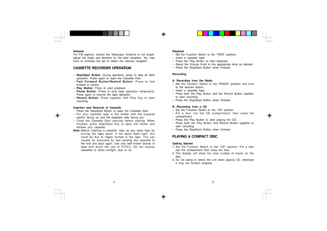 COBY electronic CX-CD249 instruction manual Cassette Recorder Operation, Playing a Compact Disc 