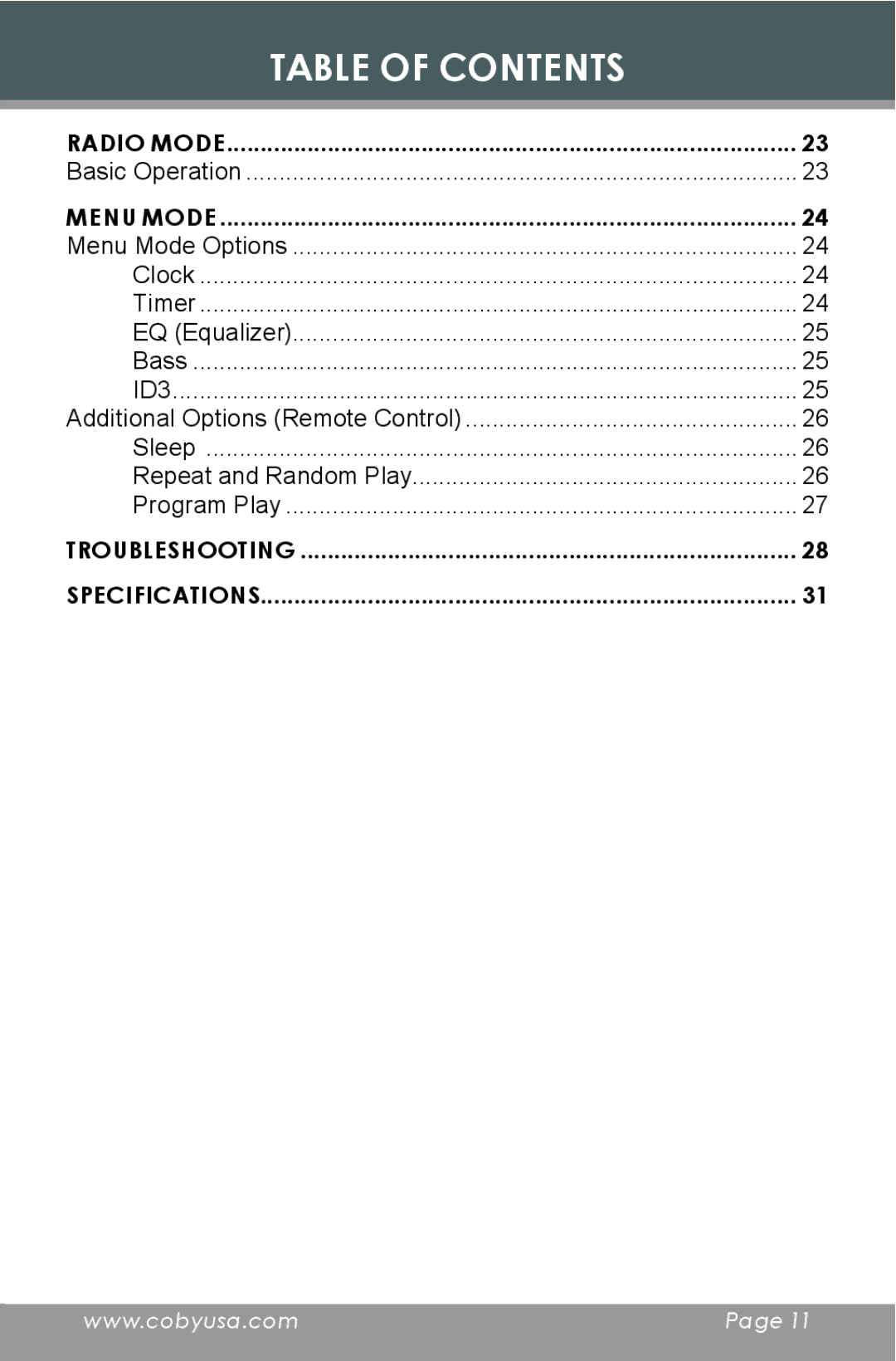 COBY electronic CX-CD397 instruction manual Radio Mode 