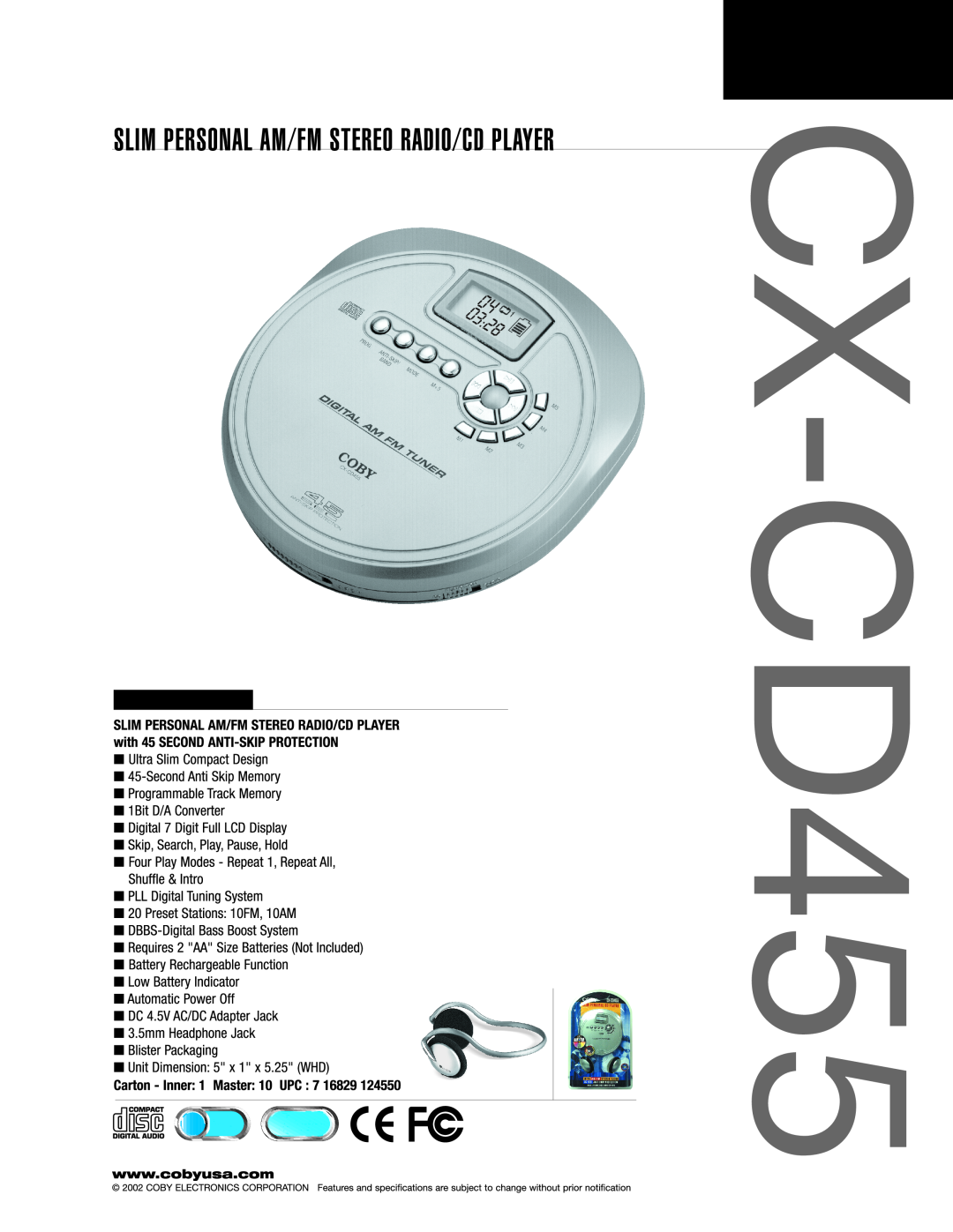 COBY electronic CX-CD455 manual 