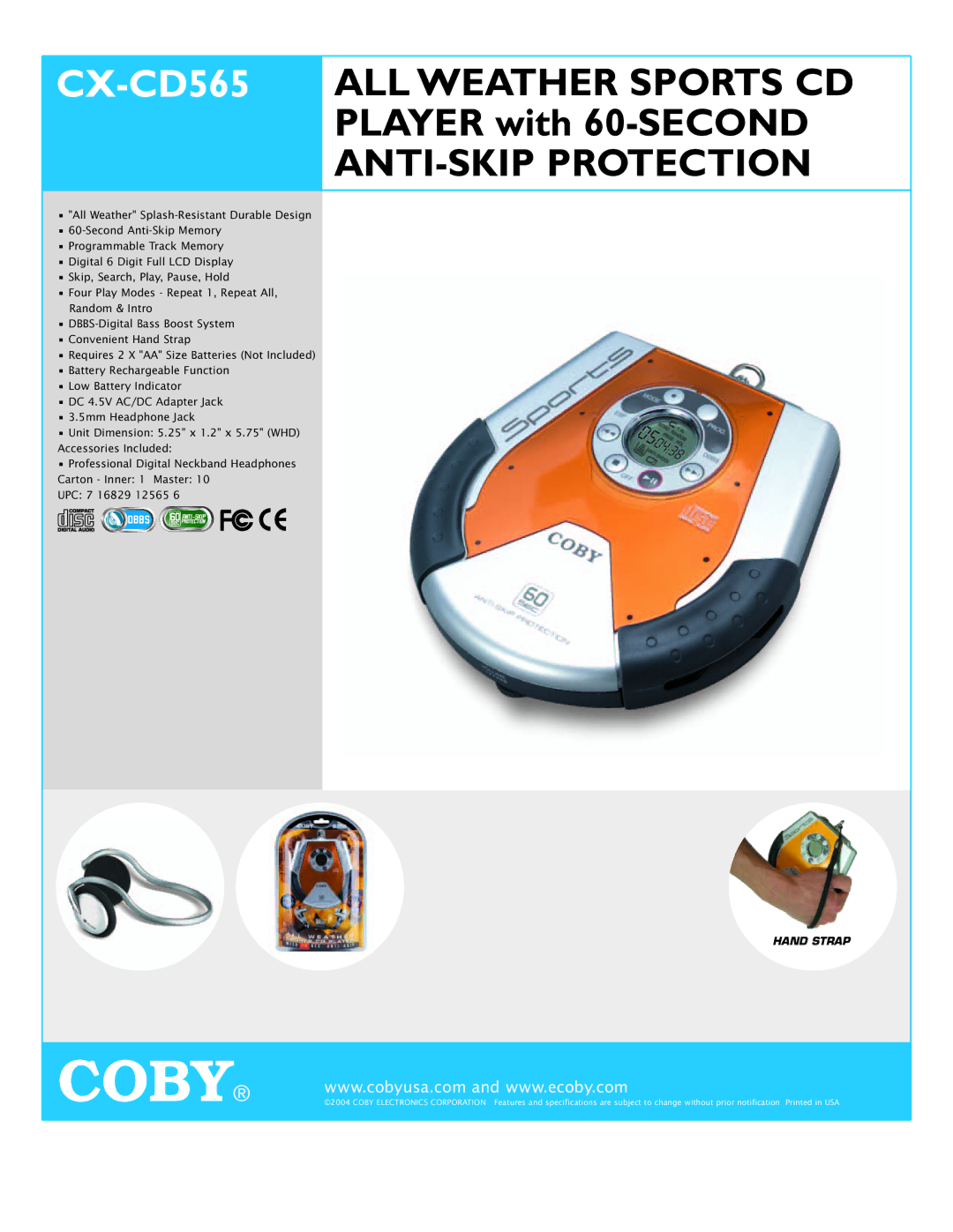 COBY electronic CX-CD565 specifications Coby 