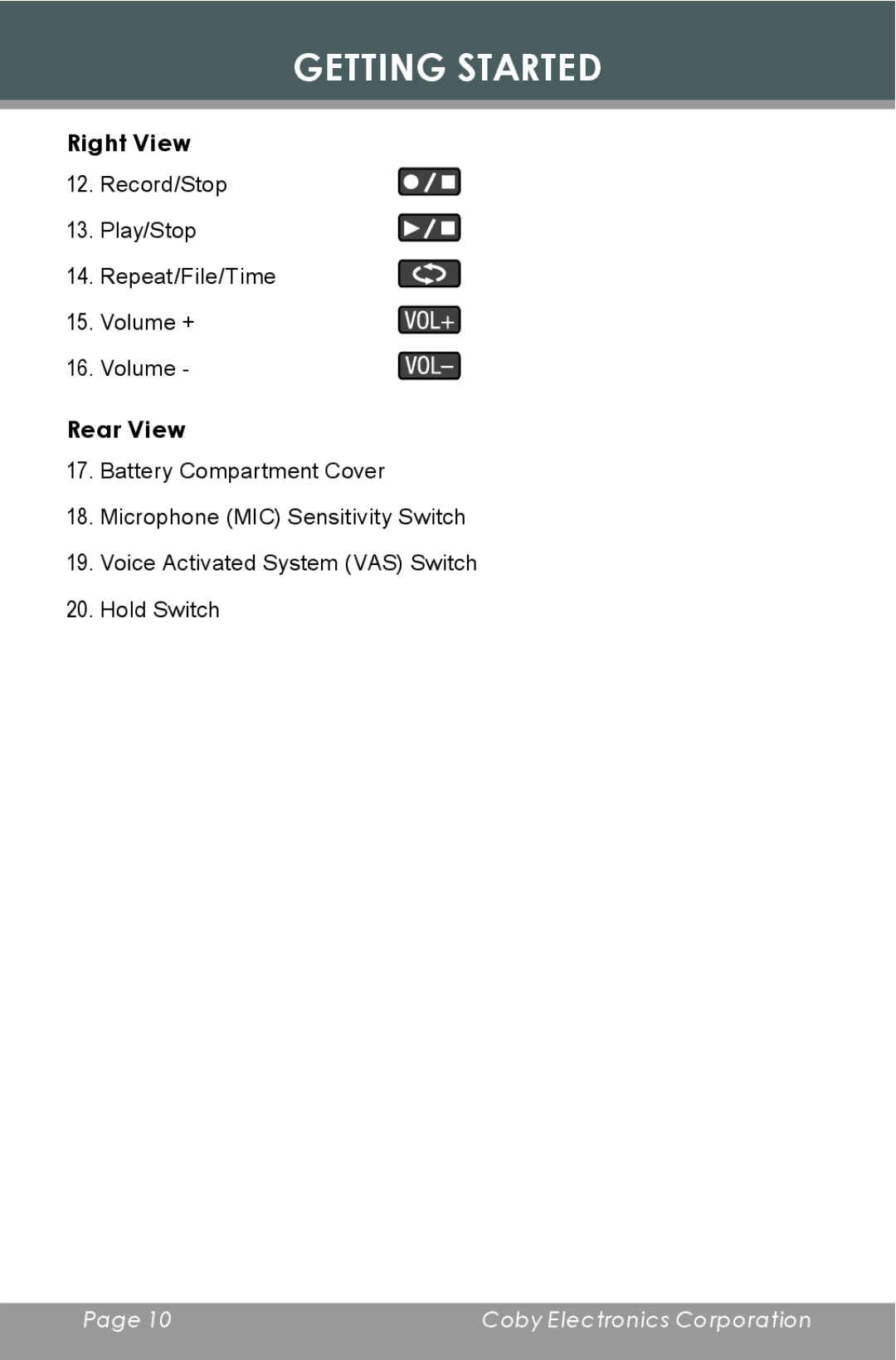 COBY electronic CX-R189 instruction manual Right View, Rear View 