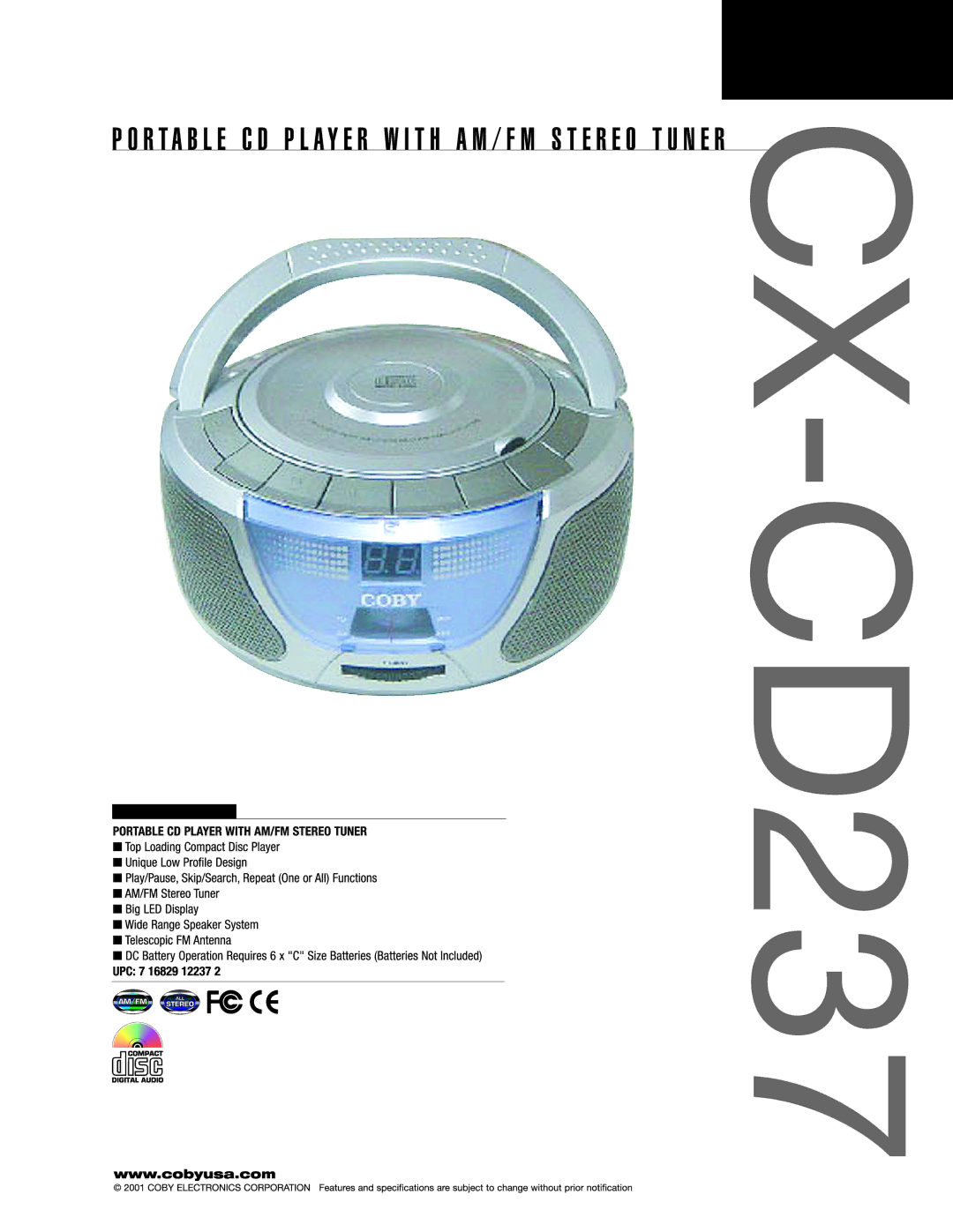 COBY electronic CXCD237 manual 