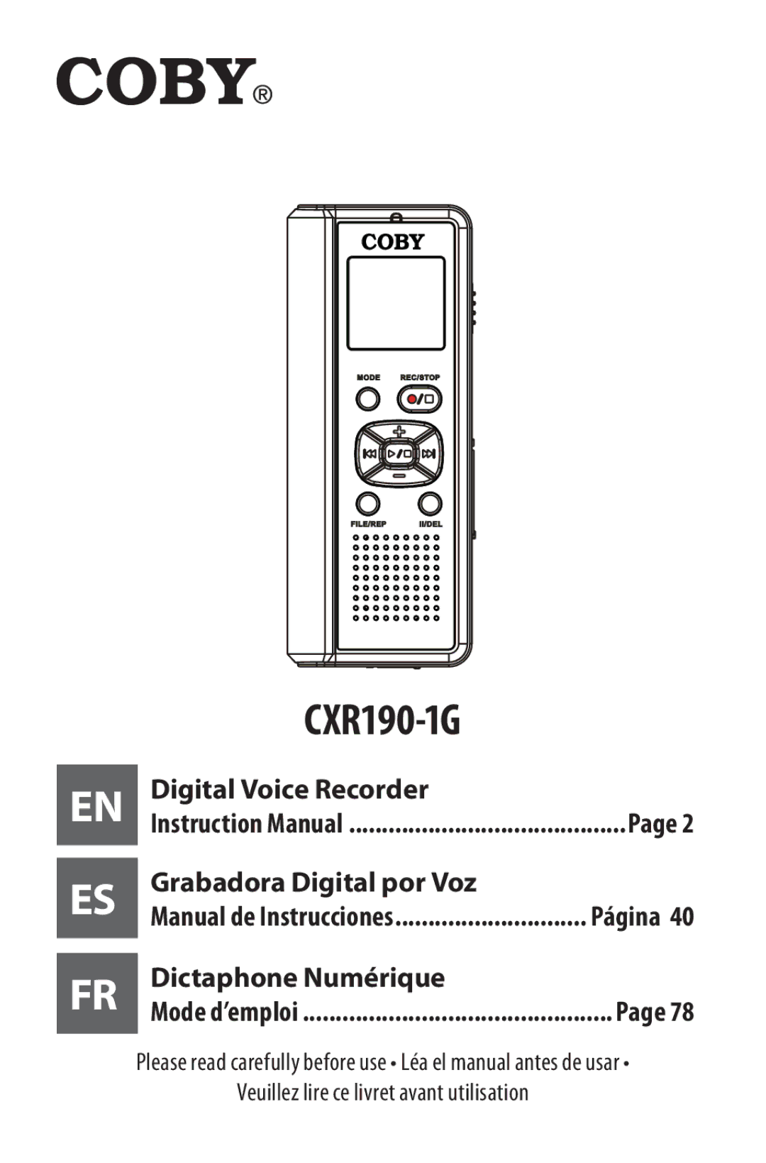 COBY electronic CXR190-1G instruction manual Veuillez lire ce livret avant utilisation 