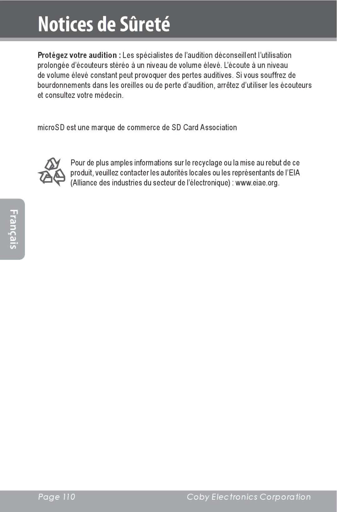 COBY electronic CXR190-1G instruction manual Français 