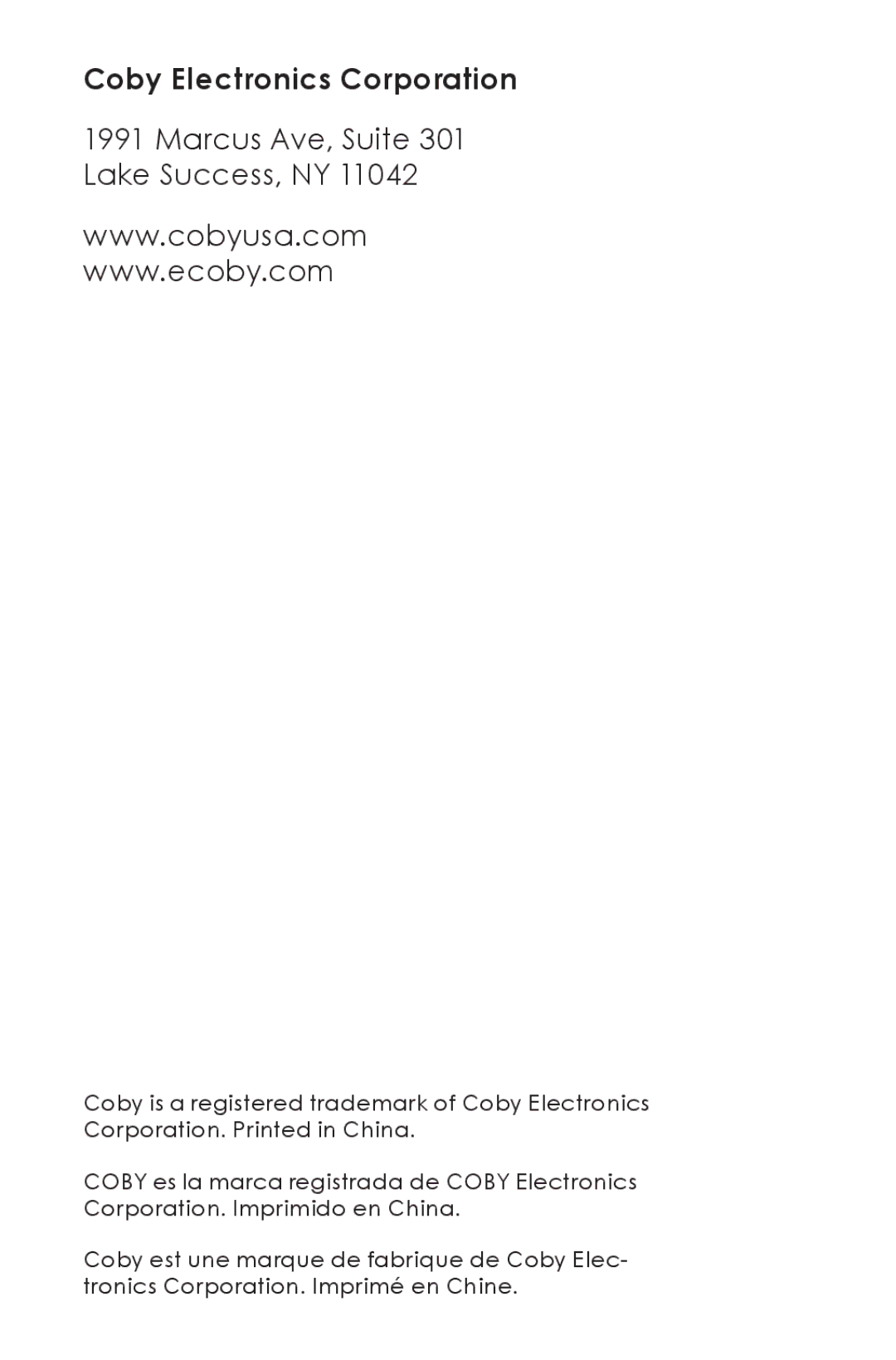 COBY electronic CXR190-1G instruction manual Coby Electronics Corporation 