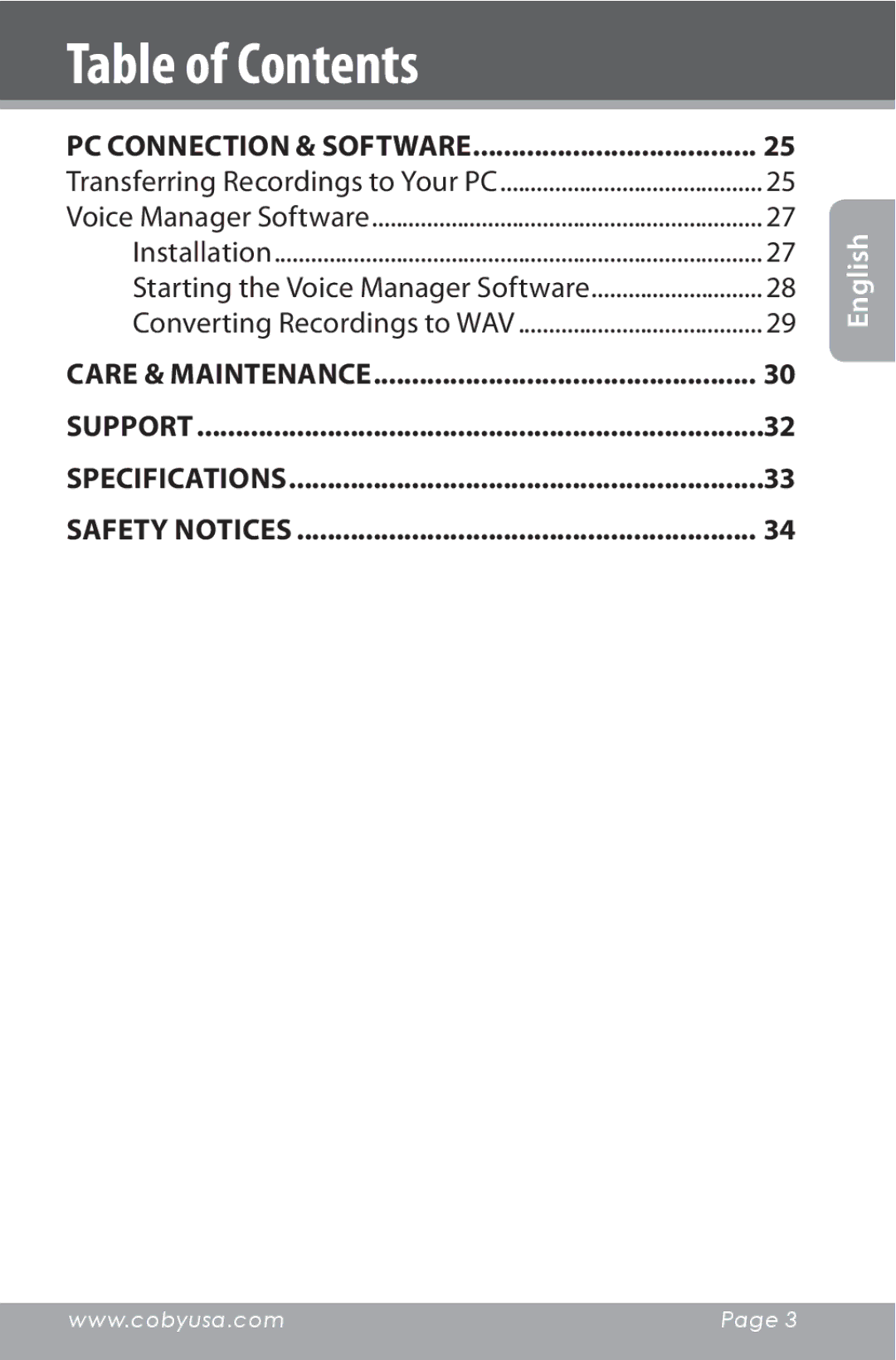 COBY electronic CXR190-1G instruction manual Care & Maintenance 