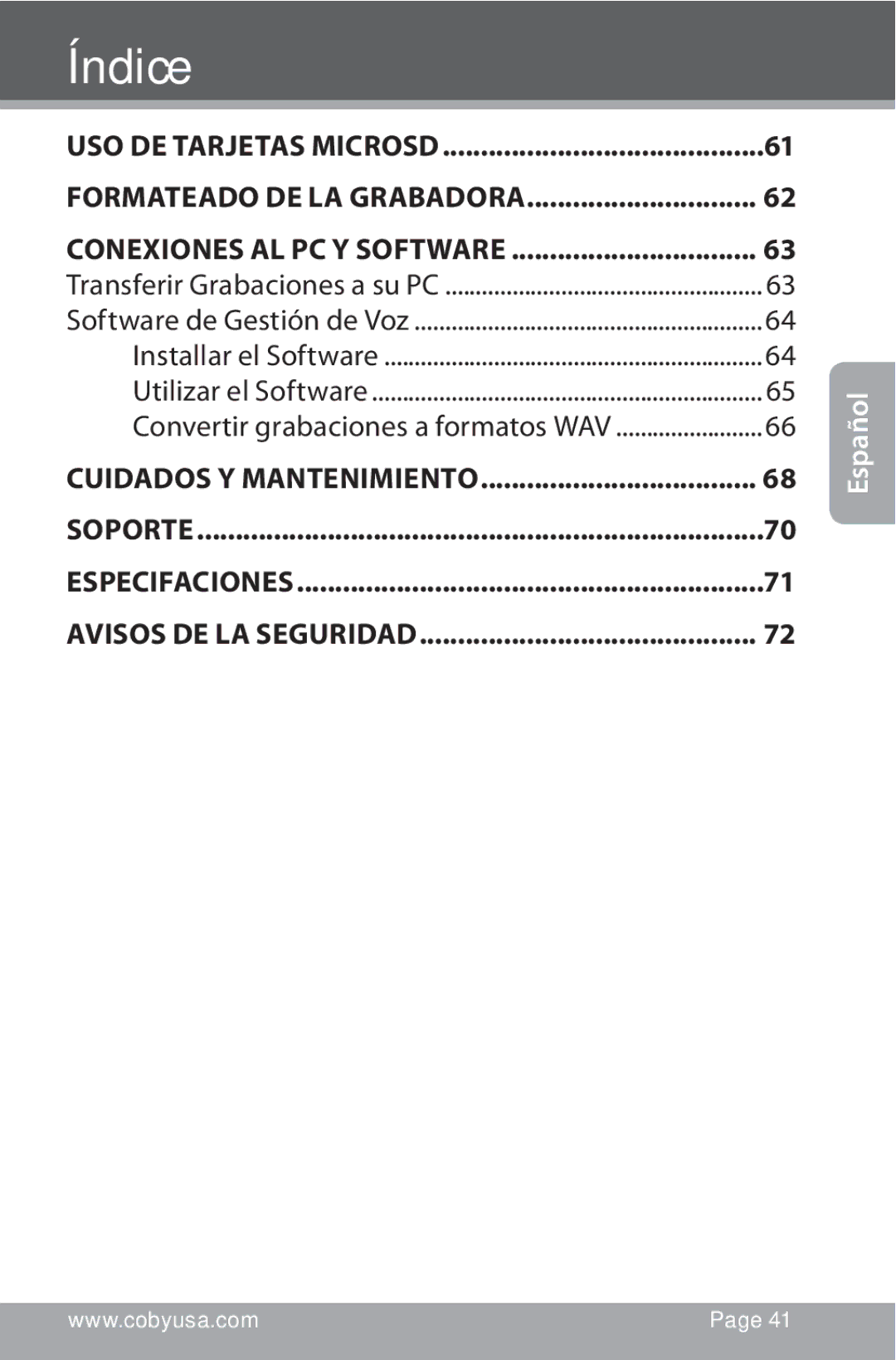 COBY electronic CXR190-1G instruction manual Formateado de la Grabadora 