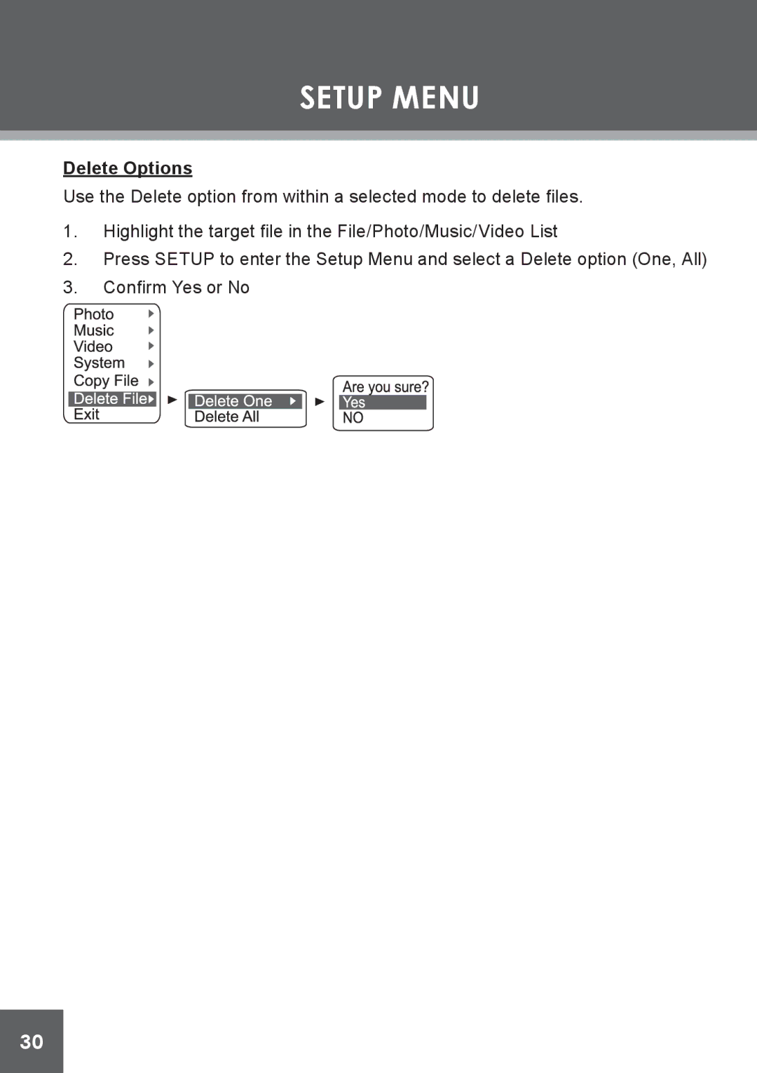 COBY electronic DP-562 instruction manual Delete Options 