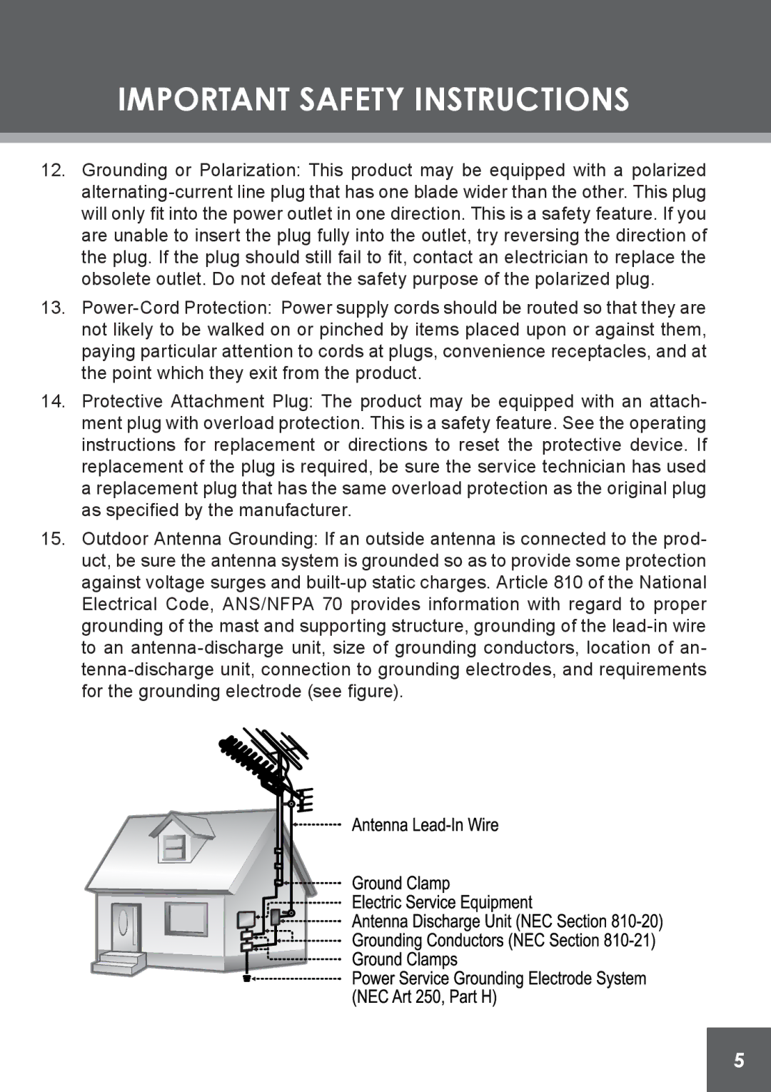 COBY electronic DP-562 instruction manual Important Safety Instructions 