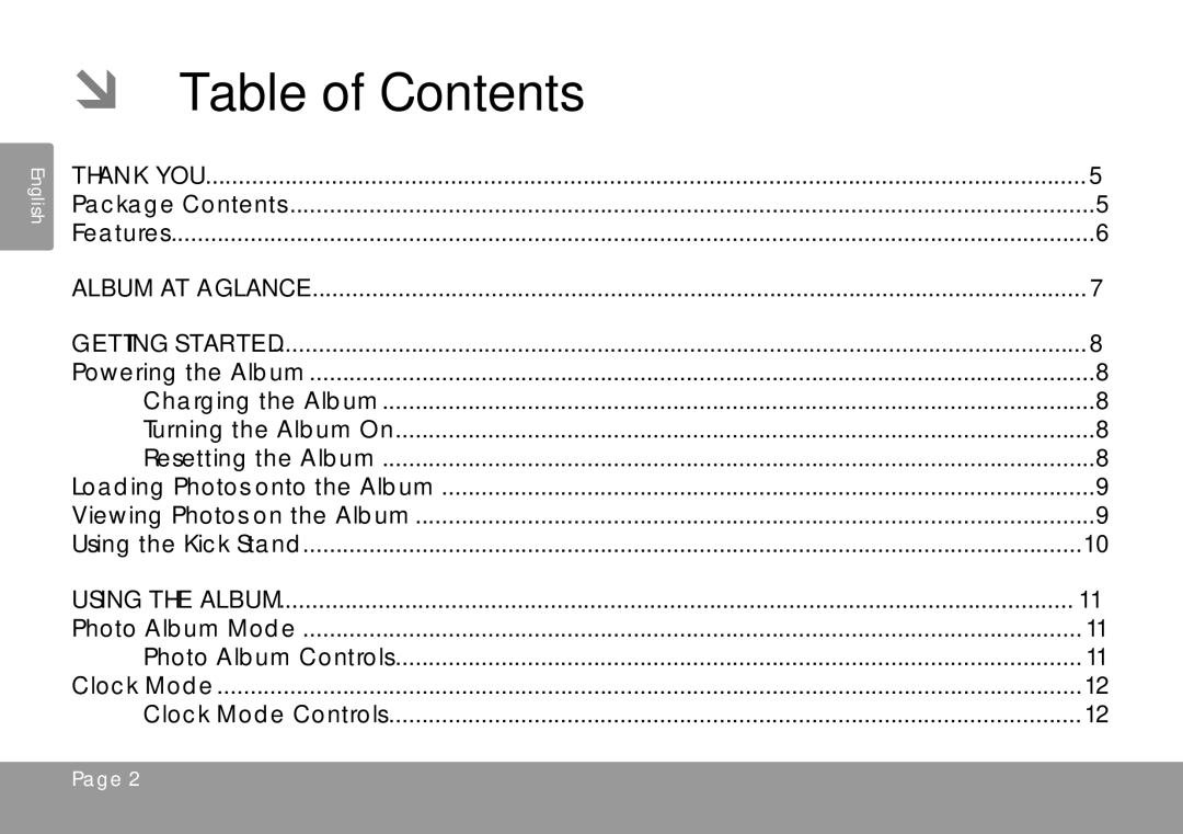 COBY electronic DP245 instruction manual ÂÂ Table of Contents 