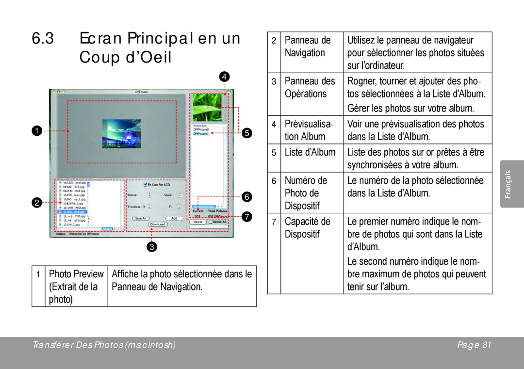 COBY electronic DP245 instruction manual Tenir sur l’album 