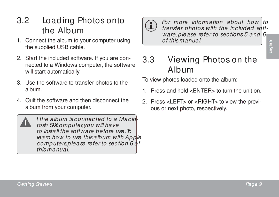 COBY electronic DP245 instruction manual Loading Photos onto Album, Viewing Photos on Album 