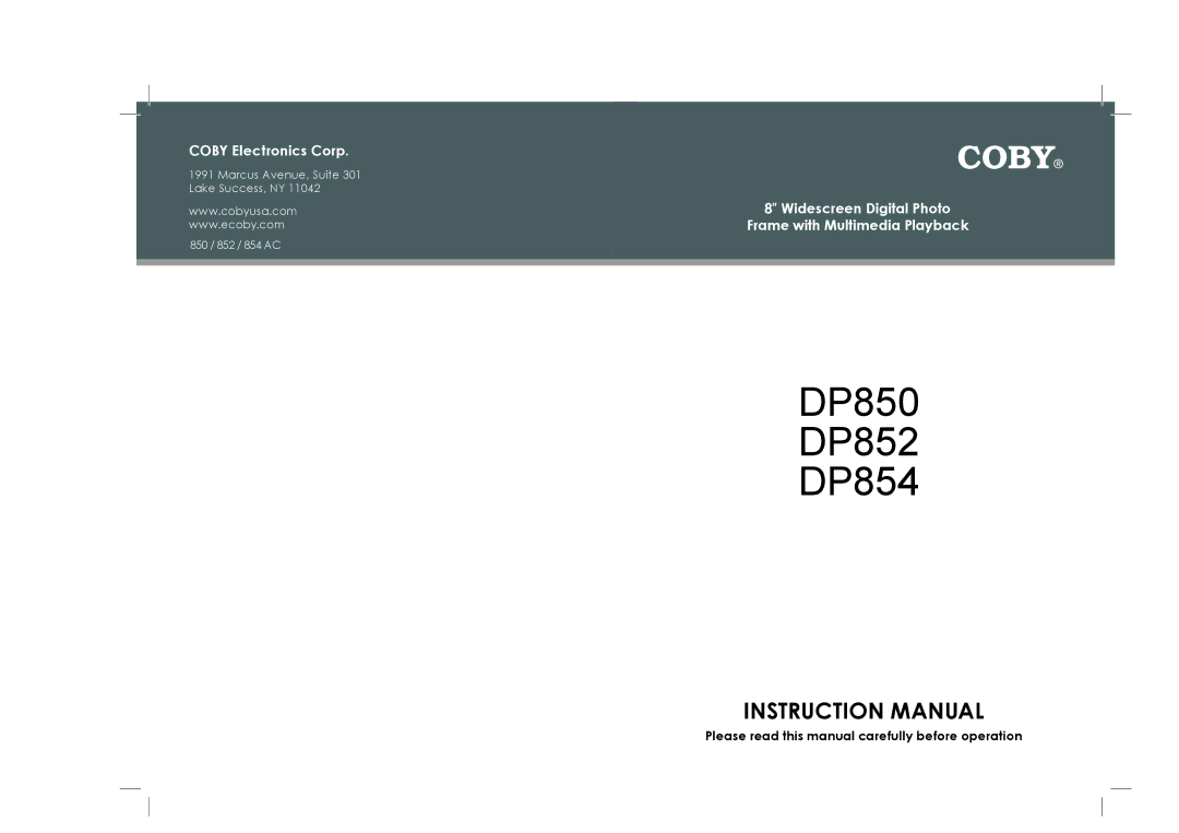 COBY electronic DP854 AC instruction manual DP850 DP852 DP854 