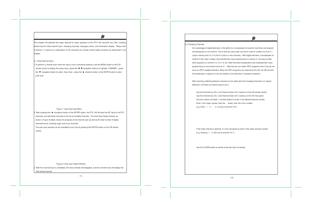 COBY electronic DTV-102 specifications Basic Operation, Initial Channel Scan, Changing Channels 