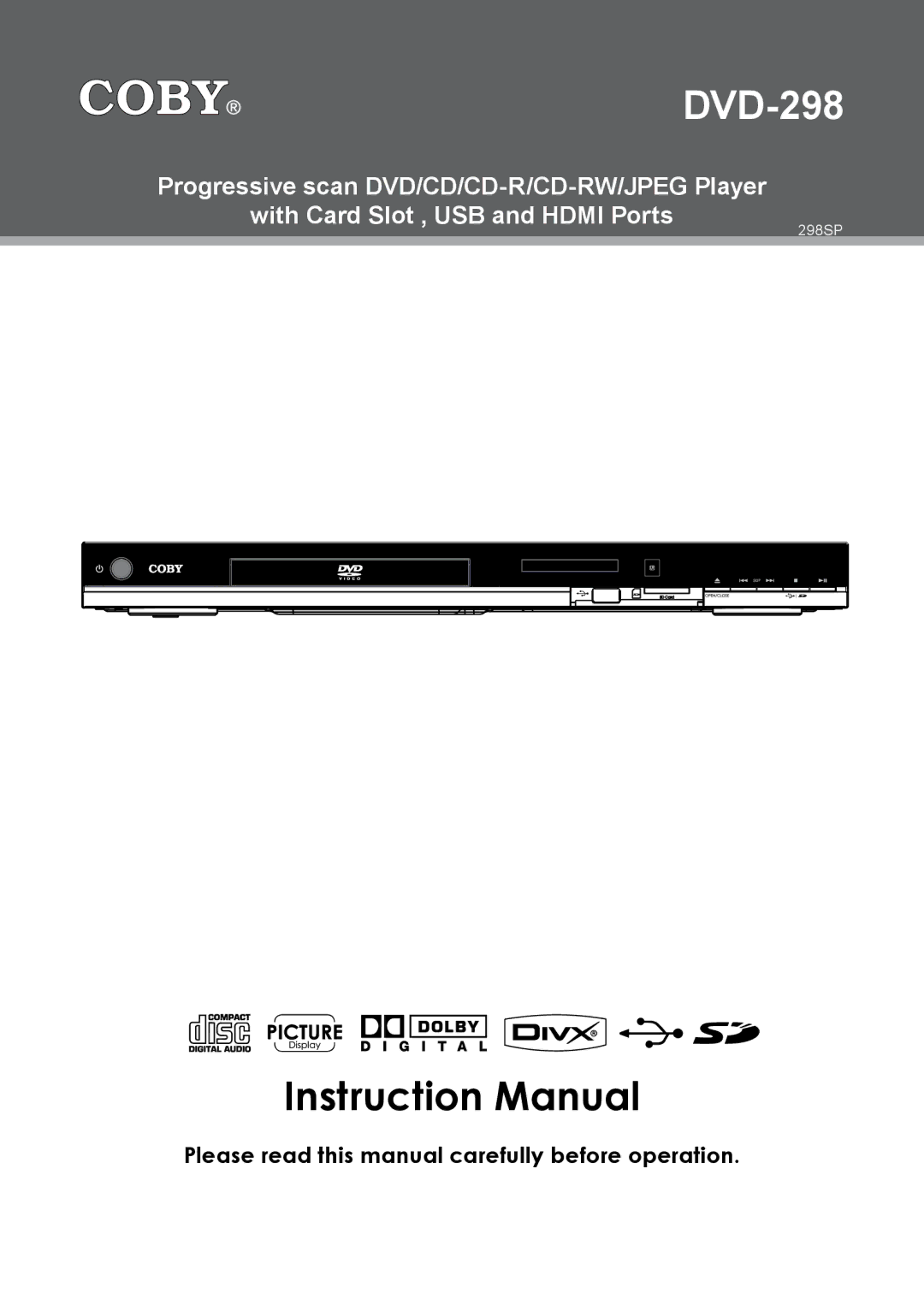 COBY electronic DVD-298 instruction manual 