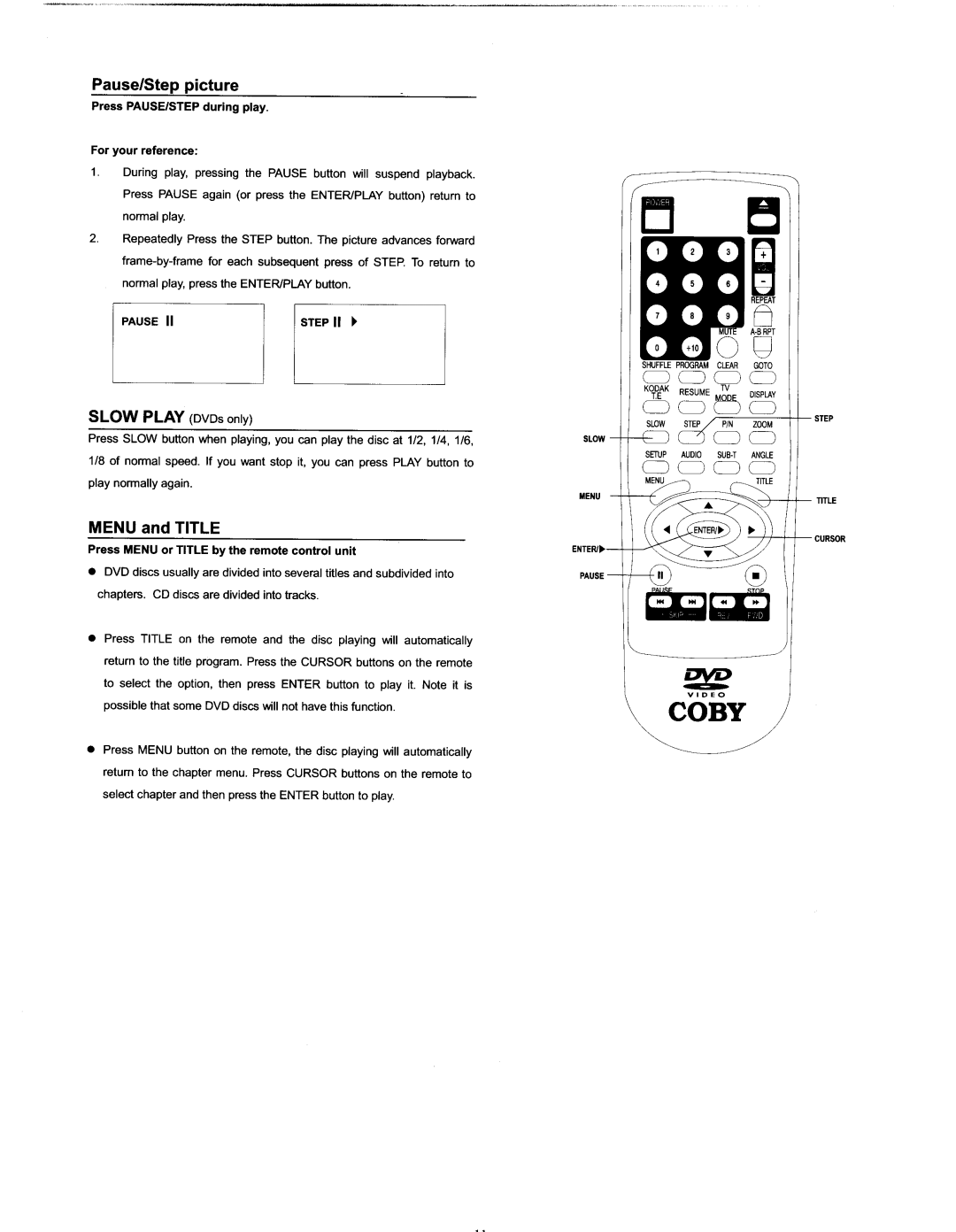 COBY electronic DVD-404 manual 