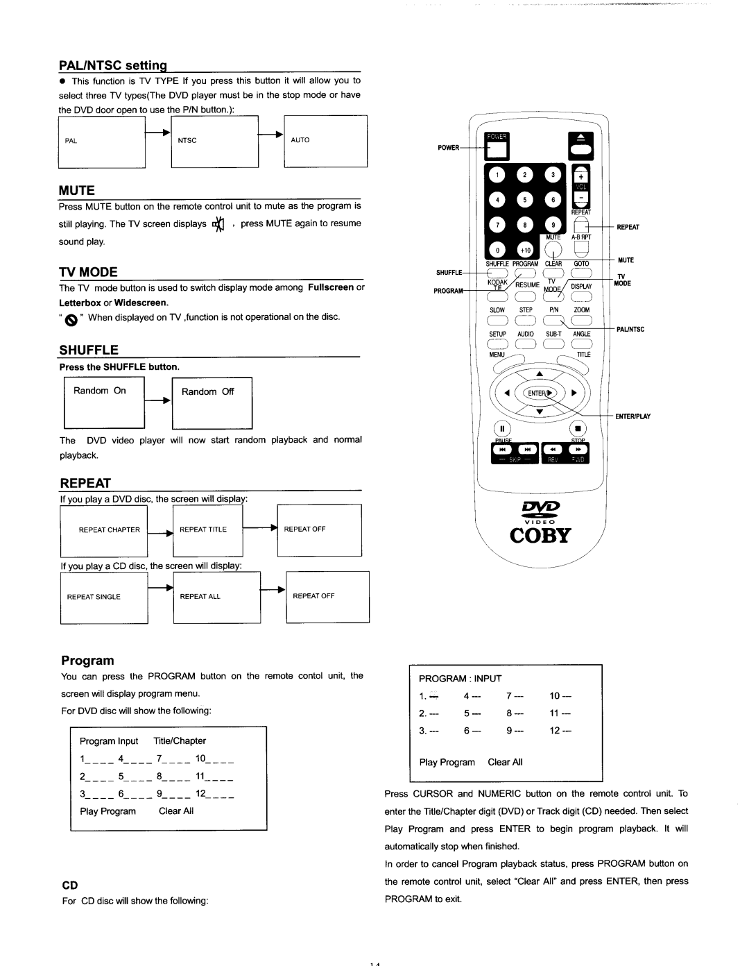 COBY electronic DVD-404 manual 