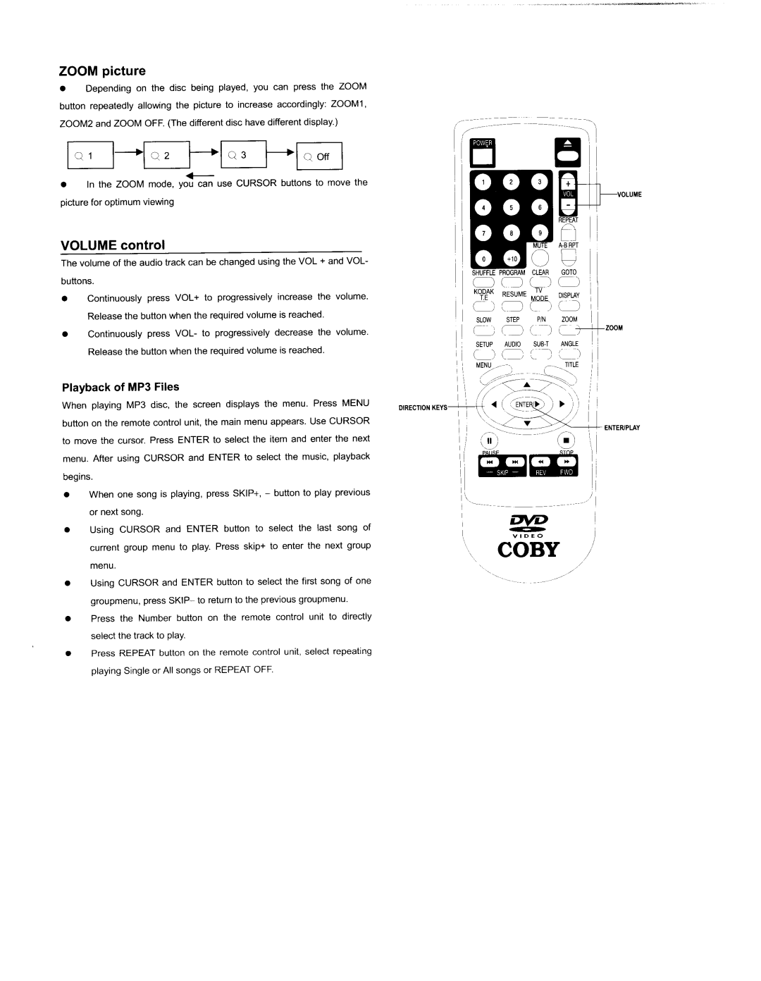 COBY electronic DVD-404 manual 