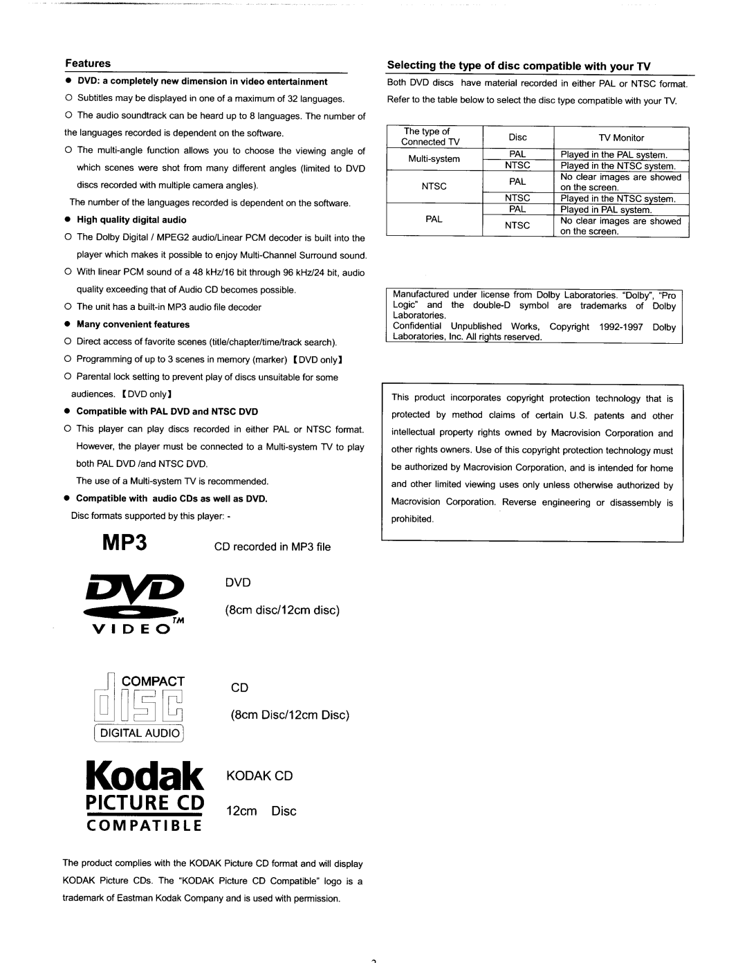 COBY electronic DVD-404 manual 