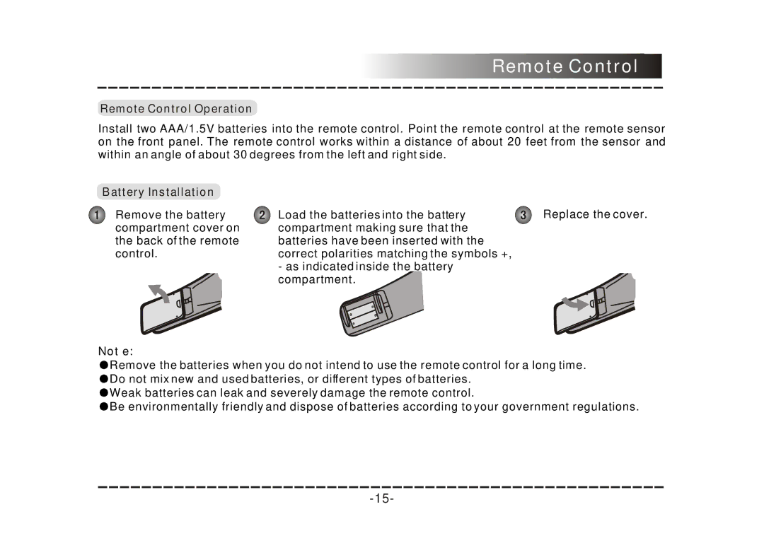 COBY electronic DVD-468 instruction manual Remote Control Operation 